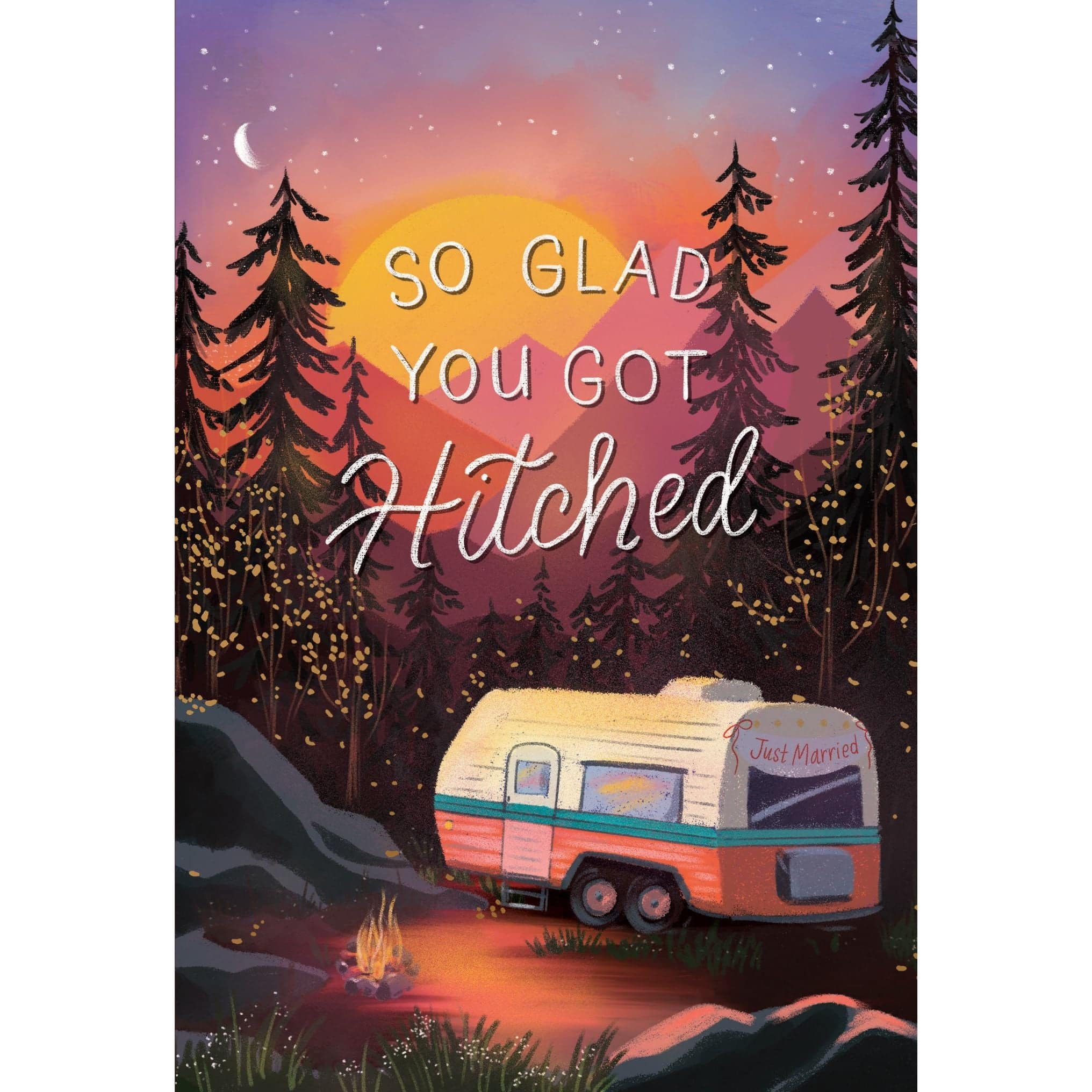 Pictura Camper in Woods wedding card with nature scene and rustic design for everyday greeting or special occasion.